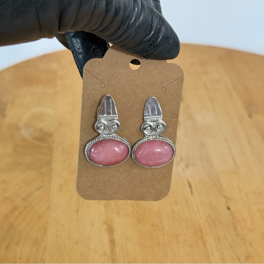 Vintage Taxco Mexico Sterling Silver Pierced Earrings Sugilite Mexico TM-180 925 - Picture 3 of 12